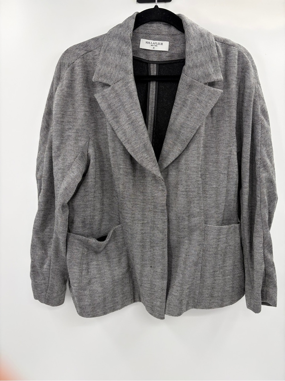 MM LaFleur The Wakefield Blazer Jacket Herringbone Career Wool Blend size 14